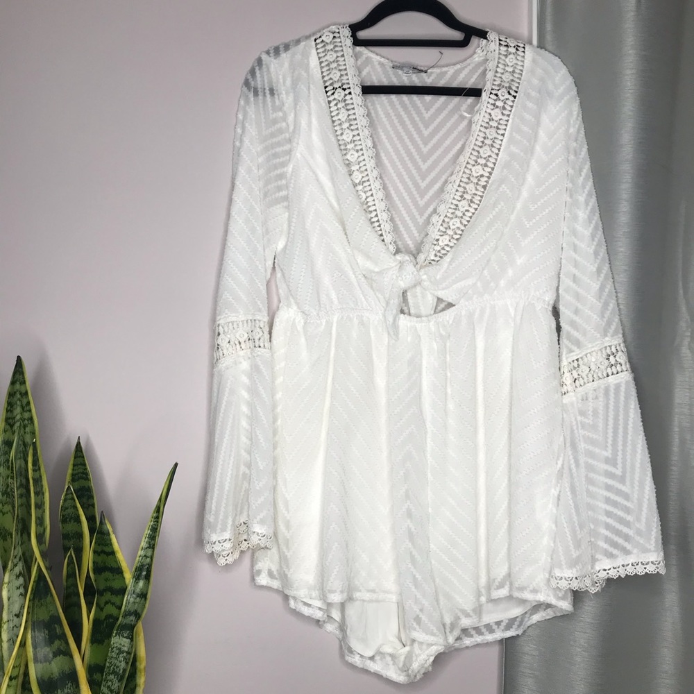 Fashion Nova White Chiffon Jumper
